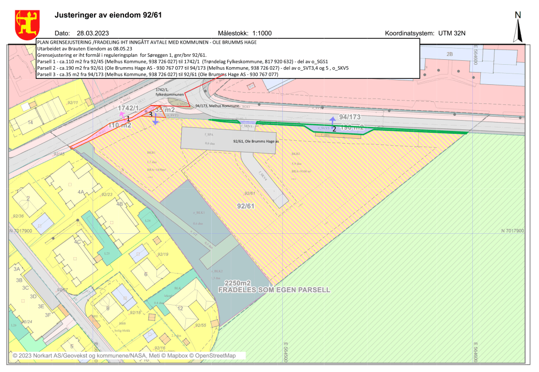 Melhus godkjenner fradeling i Søreggen: Fire nye tomter og egen anleggseiendom